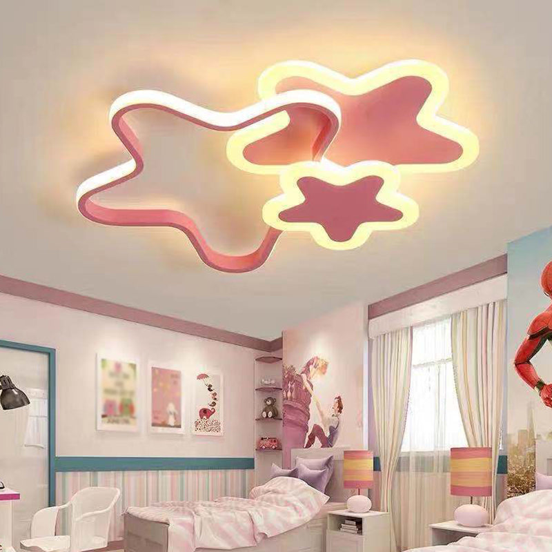 Cartoon Star Flush Mount Ceiling Light For Girls Bedroom