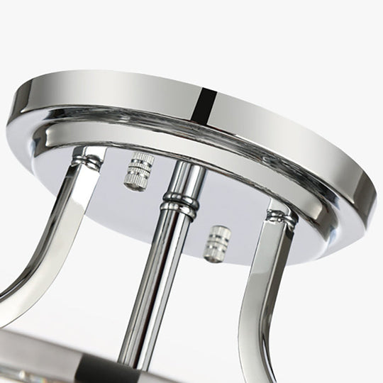 Modern Clear Crystal Drum Ceiling Light - 4 - Light Chrome Semi Flushmount