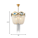 Modern Nordic 3-Light Gold Metal Chain Chandelier - Elegant Hanging Light Fixture