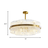 Modern Chandelier Lamp: Drum Crystal Gold Hanging Light With 8 Lights