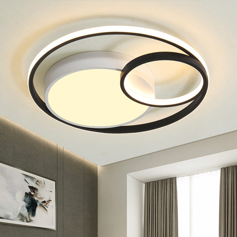 Modern Acrylic Ring Flushmount Led Ceiling Light In Gray/White/Black With Warm/White/3 Color