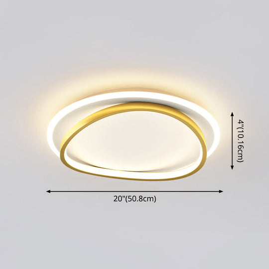 Modern Minimalist Double Round Flush Mount Led Ceiling Light For Bedrooms