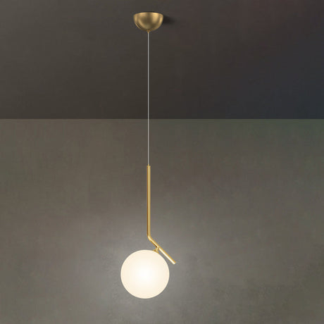 Mid-Century Opal Frosted Glass Globe Pendant Light Elegant 1-Light Hanging Lamp