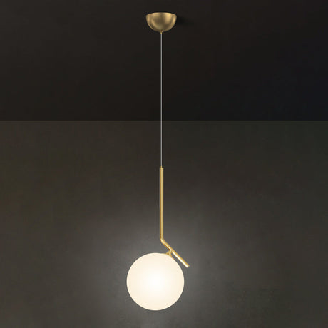 Mid-Century Opal Frosted Glass Globe Pendant Light Elegant 1-Light Hanging Lamp