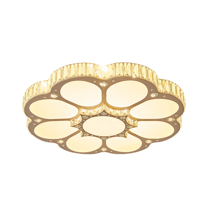 Modern Petal Crystal Led Flush Ceiling Light In White - 19.5’/23.5’/31.5’ For Bedroom
