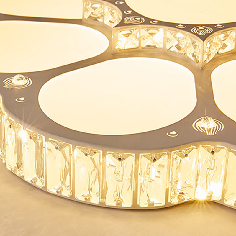 Modern Petal Crystal Led Flush Ceiling Light In White - 19.5’/23.5’/31.5’ For Bedroom