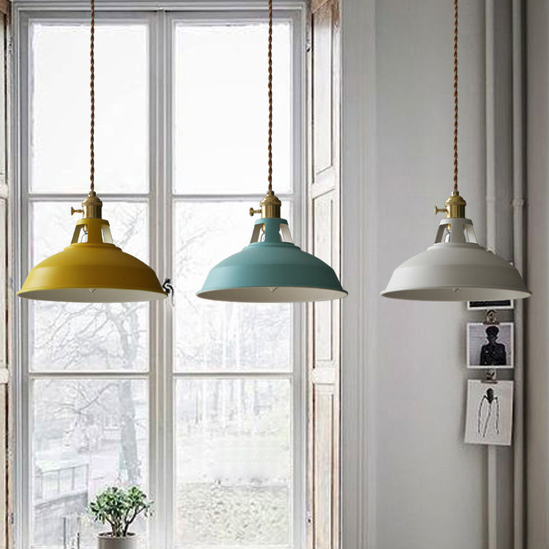 Nordic Style Hanging Lamp With Metal Shade And Colorful Macaron Finish For Kitchen Barn