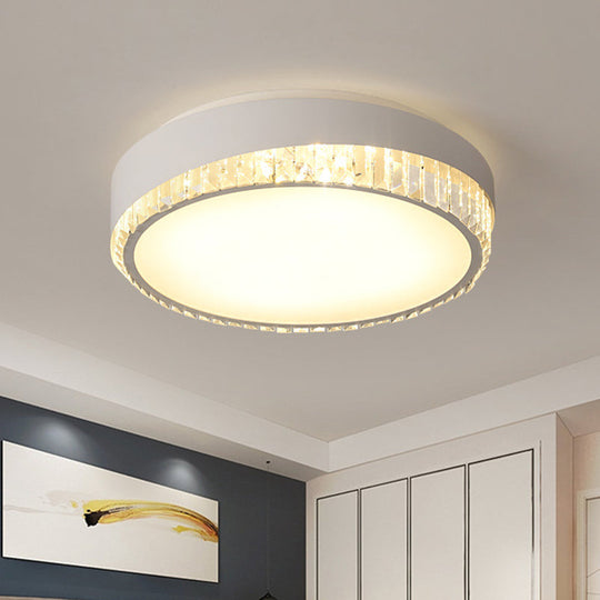 Round Crystal Led Flush Mount Ceiling Light For Bedroom - 16.5’/20.5’ White With Adjustable