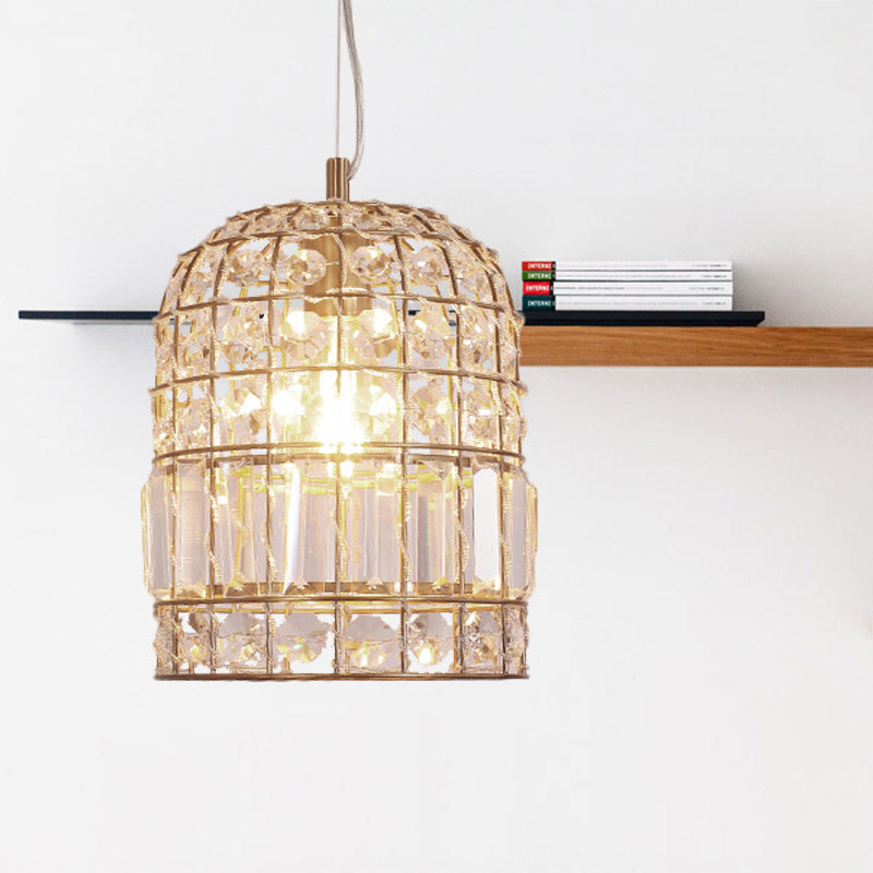 Traditional Dome Crystal Ceiling Pendant Light With Brass Frame - Sizes 9’/14’/18 / 9’