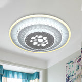 Modern Crystal Ceiling Mount Led Light Fixture For Bedroom - White Loving Heart/Square/Rose Design