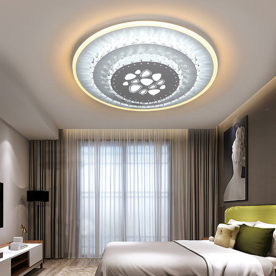 Modern Crystal Ceiling Mount Led Light Fixture For Bedroom - White Loving Heart/Square/Rose Design
