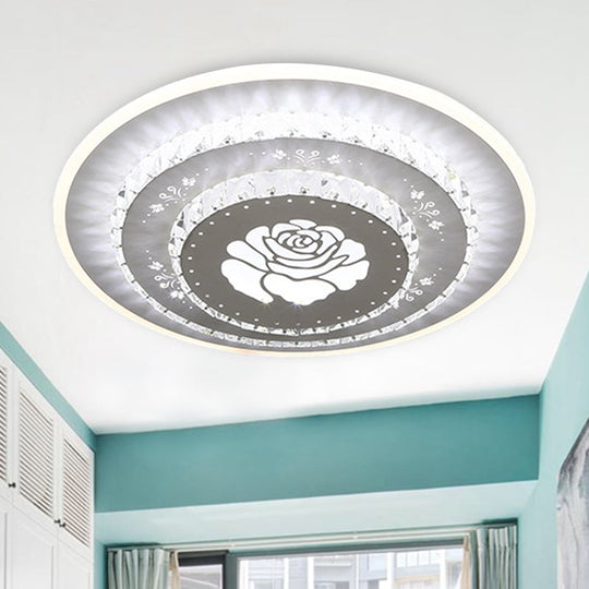 Modern Crystal Ceiling Mount Led Light Fixture For Bedroom - White Loving Heart/Square/Rose Design
