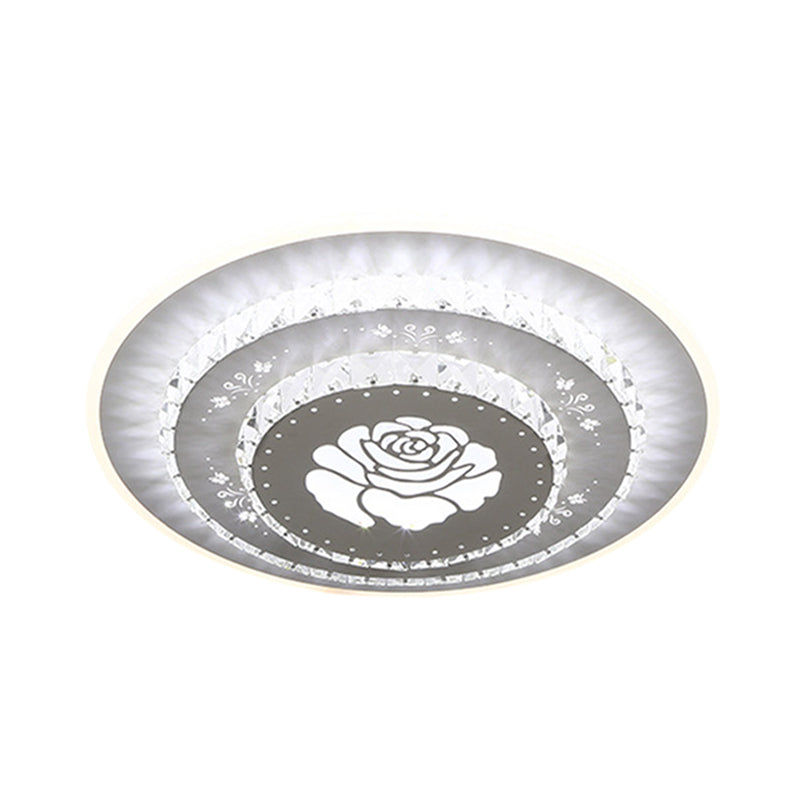 Modern Crystal Ceiling Mount Led Light Fixture For Bedroom - White Loving Heart/Square/Rose Design