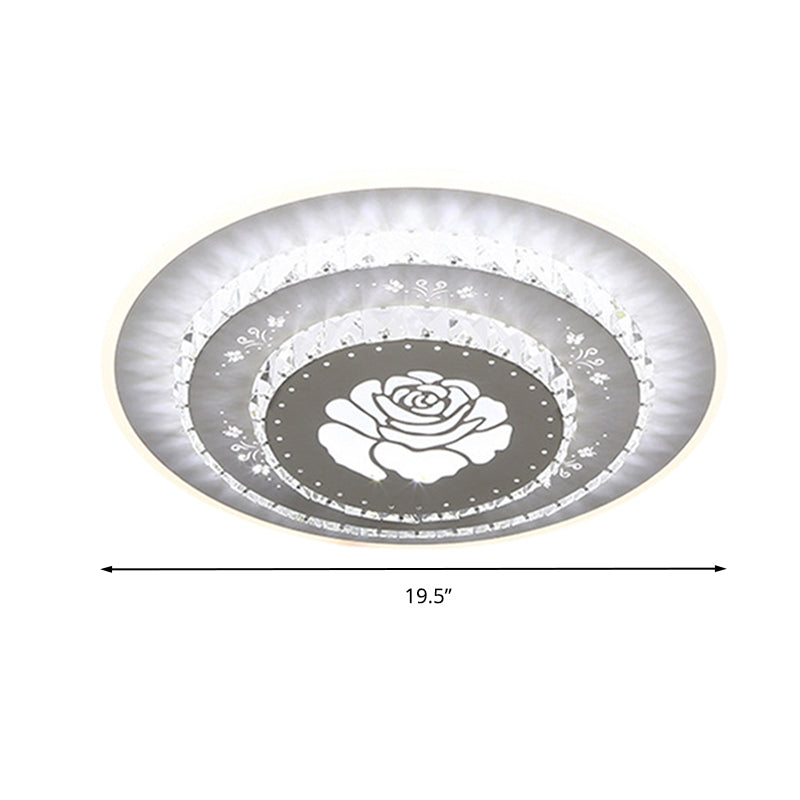 Modern Crystal Ceiling Mount Led Light Fixture For Bedroom - White Loving Heart/Square/Rose Design