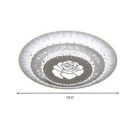 Modern Crystal Ceiling Mount Led Light Fixture For Bedroom - White Loving Heart/Square/Rose Design