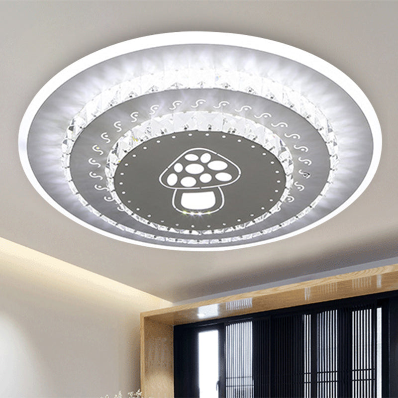 Modern Crystal Ceiling Mount Led Light Fixture For Bedroom - White Loving Heart/Square/Rose Design