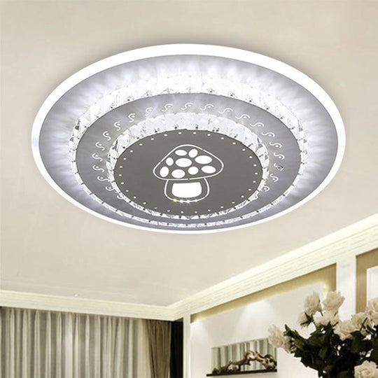 Modern Crystal Ceiling Mount Led Light Fixture For Bedroom - White Loving Heart/Square/Rose Design