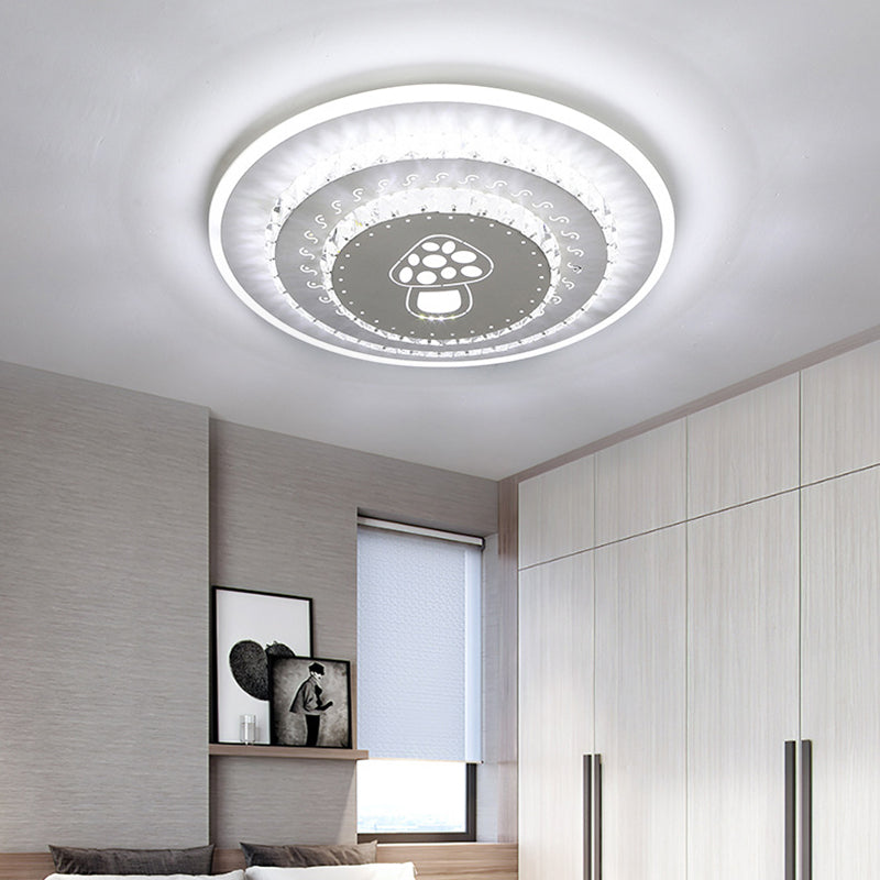 Modern Crystal Ceiling Mount Led Light Fixture For Bedroom - White Loving Heart/Square/Rose Design