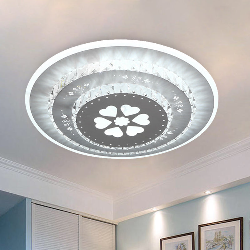Modern Crystal Ceiling Mount Led Light Fixture For Bedroom - White Loving Heart/Square/Rose Design