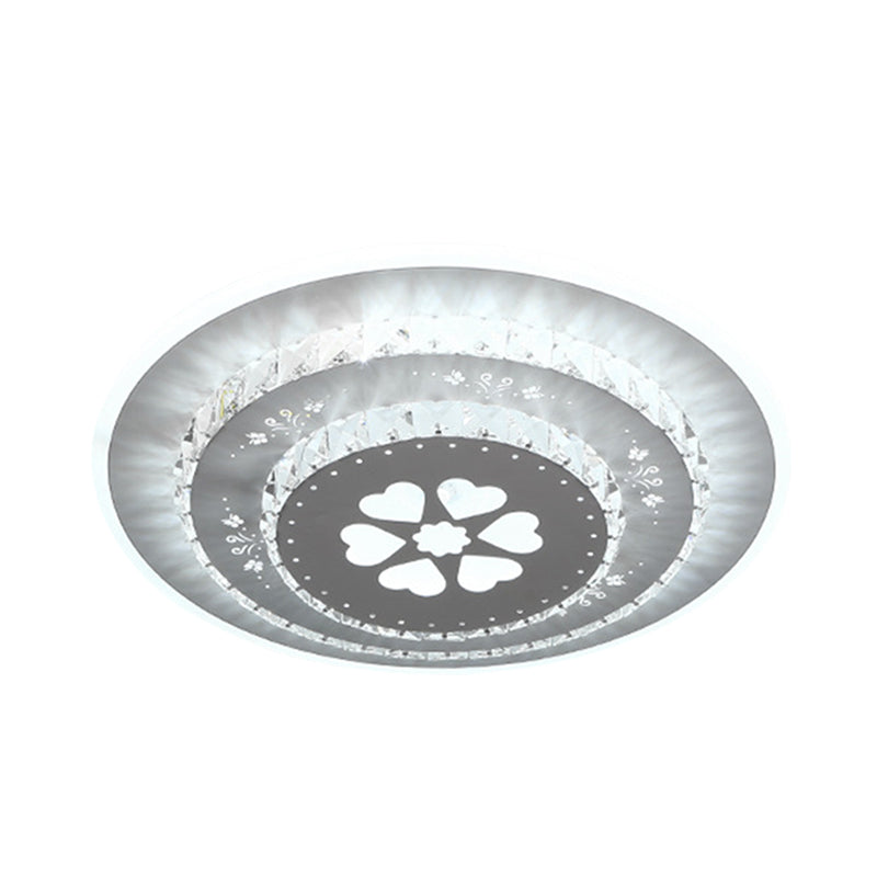 Modern Crystal Ceiling Mount Led Light Fixture For Bedroom - White Loving Heart/Square/Rose Design