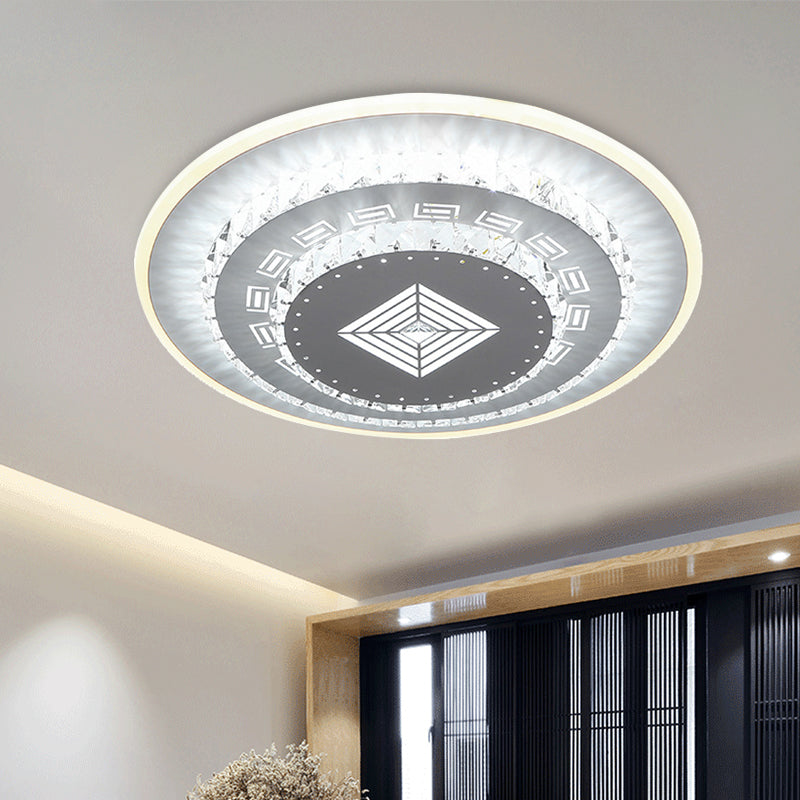 Modern Crystal Ceiling Mount Led Light Fixture For Bedroom - White Loving Heart/Square/Rose Design