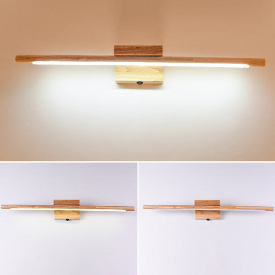 Simplistic Wooden Led Wall Mounted Vanity Light Fixtures For Bathrooms