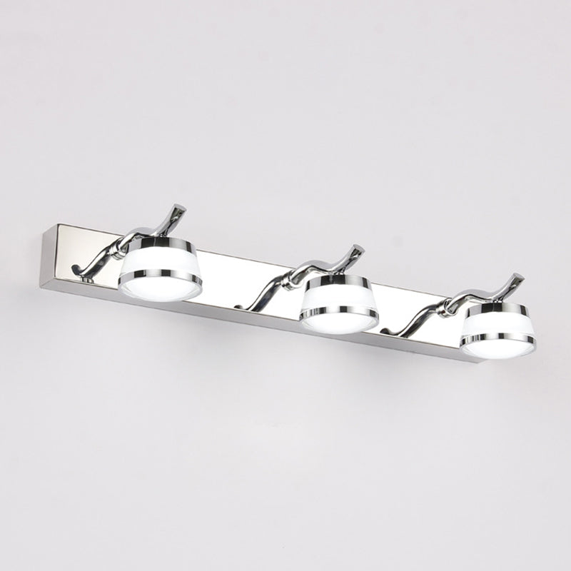 Led Crystal Vanity Mirror Lights - Modern Stainless Steel Bathroom Sconce 3 / Stainless-Steel White