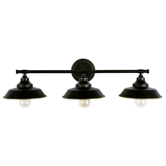 Iron Linear Vanity Wall Lights: 3-Head Mirror Lights With Barn Shade Coffee