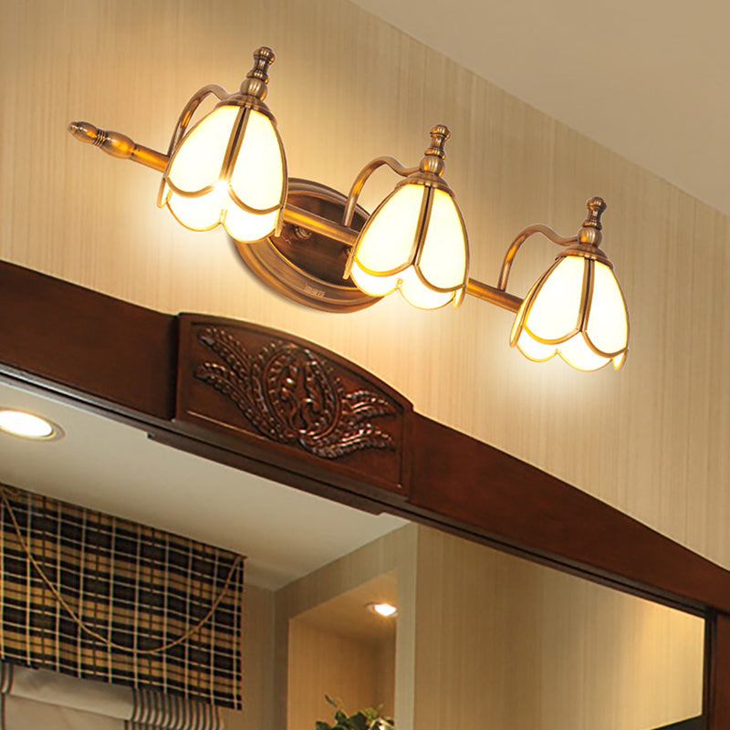Colonial Style Vanity Lights With Metal Arms For Bathroom Mirrors