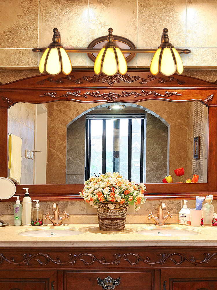 Colonial Style Vanity Lights With Metal Arms For Bathroom Mirrors