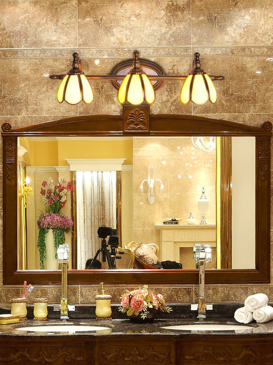 Colonial Style Vanity Lights With Metal Arms For Bathroom Mirrors