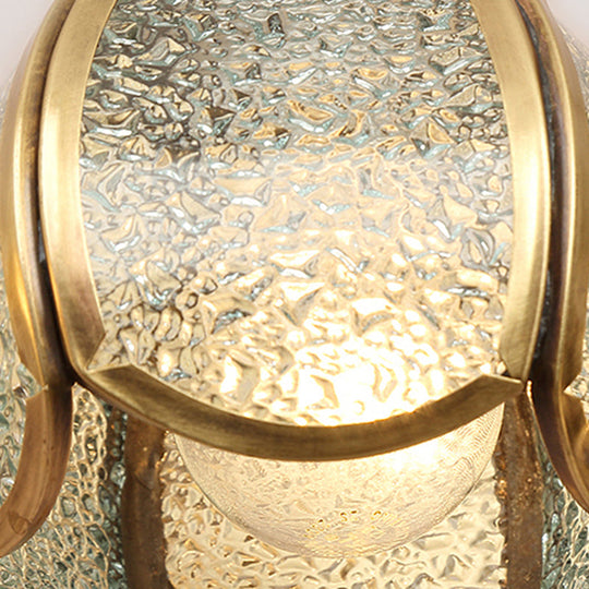 Mid-Century Style Brass Vanity Sconce With Glass Shade For Bathroom Lighting