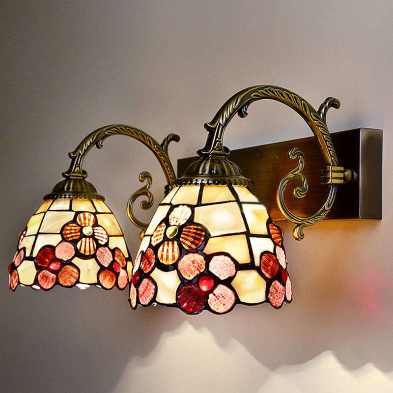 Tiffany Shell Shade Bathroom Sconce For Stylish Indoor Vanity Lighting 2 / Multi-Color