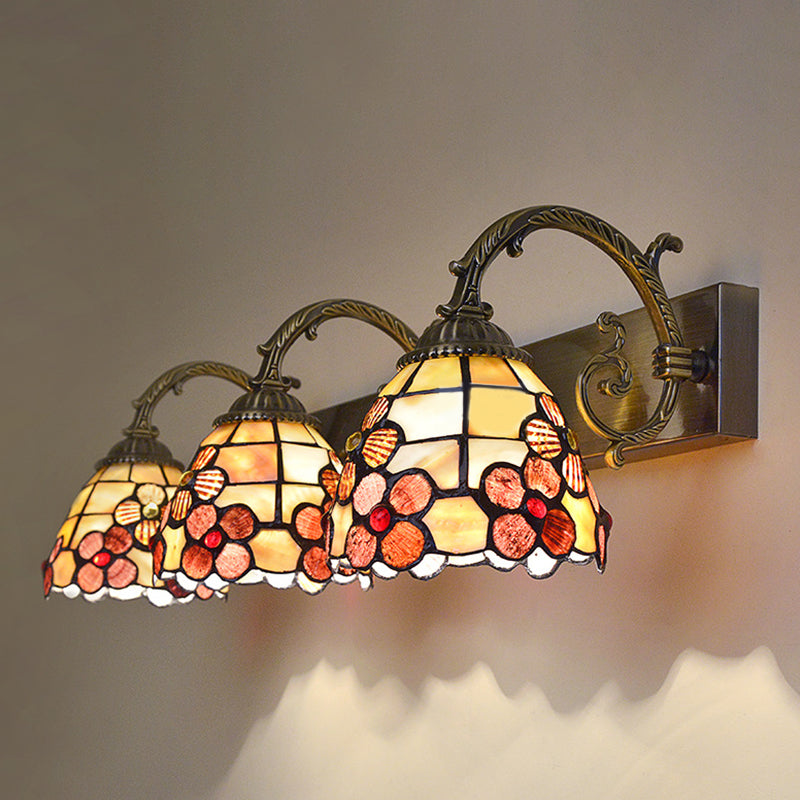 Tiffany Shell Shade Bathroom Sconce For Stylish Indoor Vanity Lighting 3 / Multi-Color
