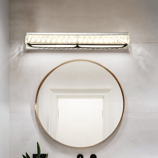 Stainless Steel Bathroom Vanity Sconces With Crystal Embedded Mirror Lights