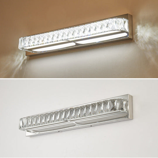 Stainless Steel Bathroom Vanity Sconces With Crystal Embedded Mirror Lights