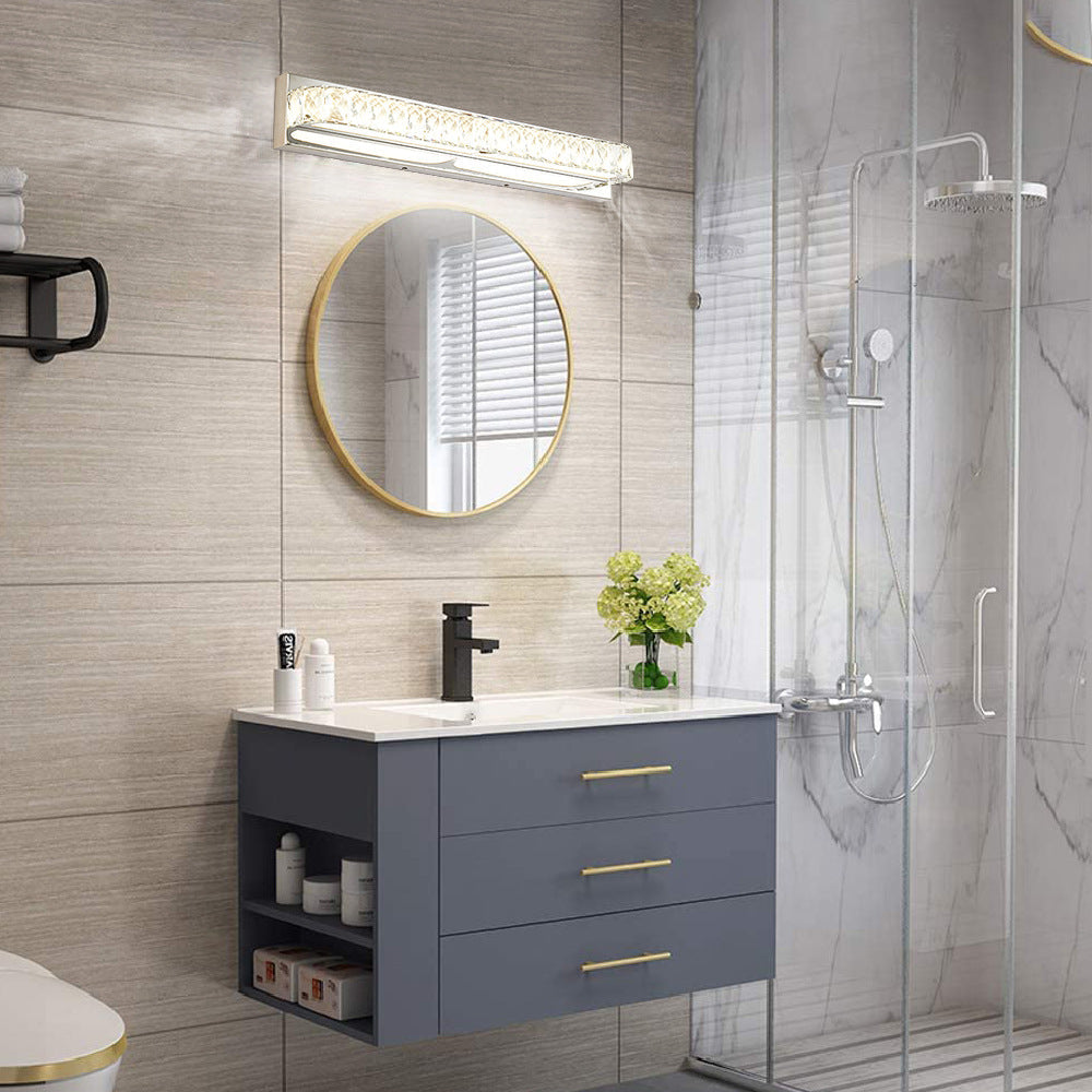 Stainless Steel Bathroom Vanity Sconces With Crystal Embedded Mirror Lights