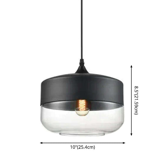 1 Light Pendant Lighting Retro Industrial Style Glass Ceiling Lights For Restaurant