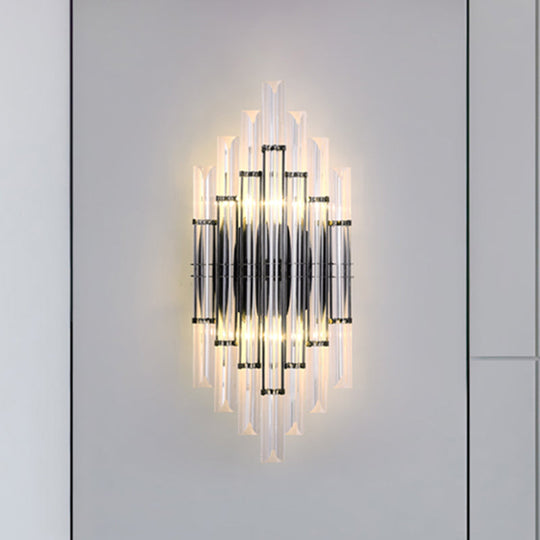 Modernist Tubular Wall Lighting With Clear Crystal 2 Lights Chrome Finish - Living Room Fixture