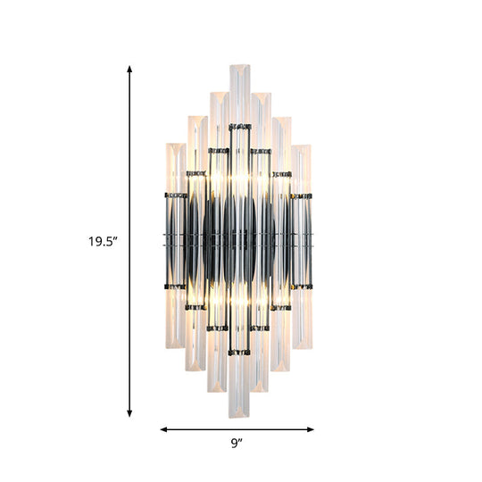 Modernist Tubular Wall Lighting With Clear Crystal 2 Lights Chrome Finish - Living Room Fixture