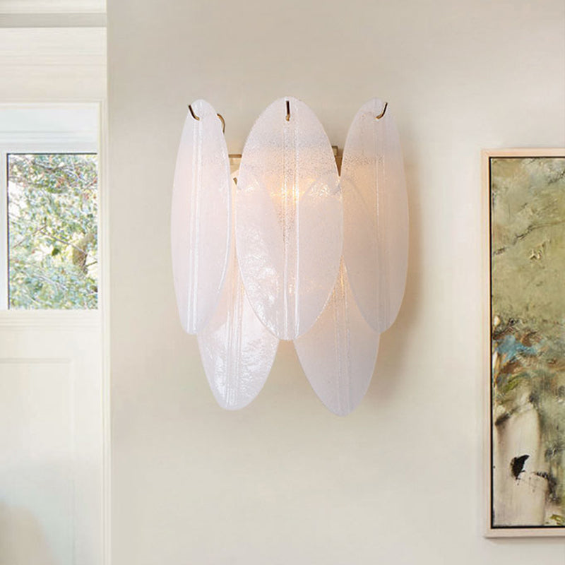 Modern Oval Wall Sconce With 3 White Glass Lights For Hallways