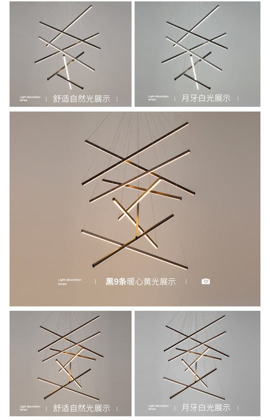 Minimalist Black Led Chandelier: Stylish Metal Suspension Lamp For Lobby