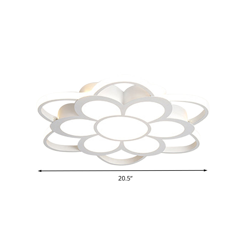 Warm/White/3 Color Led Crystal Flush Light - Simple White Floral Living Room Mount Lamp Multiple