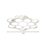 Warm/White/3 Color Led Crystal Flush Light - Simple White Floral Living Room Mount Lamp Multiple
