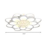 Warm/White/3 Color Led Crystal Flush Light - Simple White Floral Living Room Mount Lamp Multiple