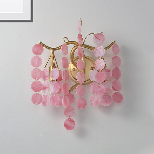 Modern Branch Design Bedroom Wall Lamp - Blue/Pink Glass 2 Lights Open Bulb Pink