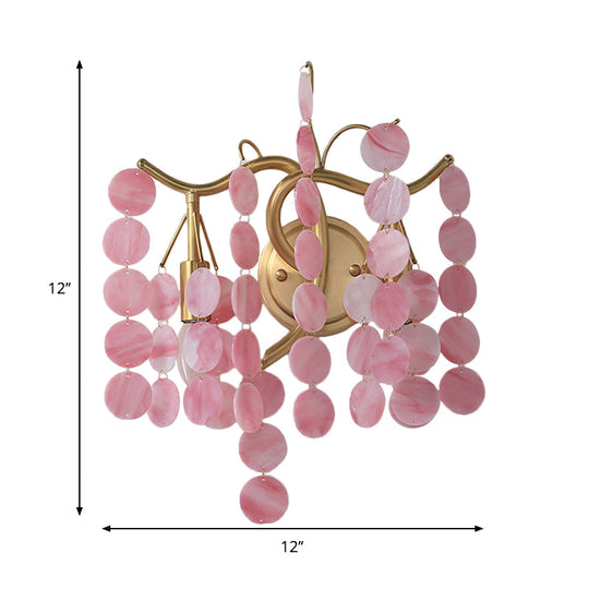 Modern Branch Design Bedroom Wall Lamp - Blue/Pink Glass 2 Lights Open Bulb