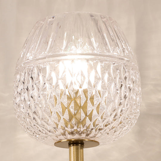 Contemporary Gold Finish Dome Foyer Wall Sconce With Clear Lattice Glass