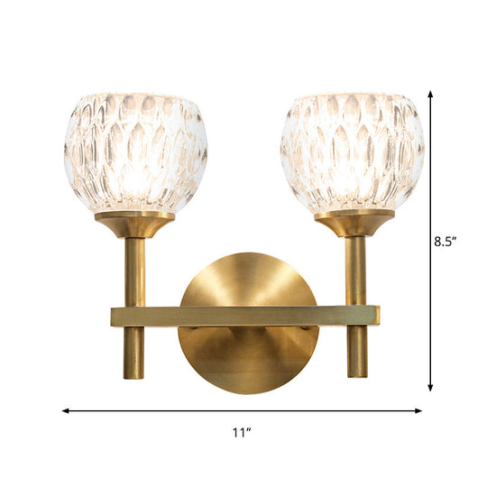 Modern Black And Gold Wall Light With Clear Dimpled Glass For Living Room