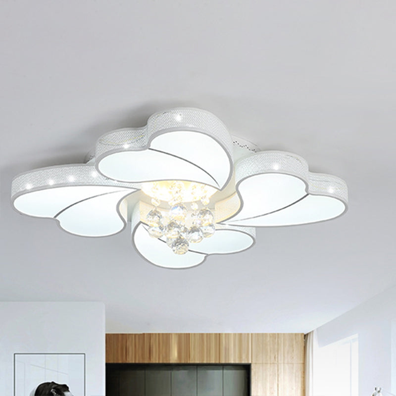 Led Flower-Shaped Flush Light Fixture In White Crystal - 20.5/24.5/28.5 Width Simple Mounting Ideal
